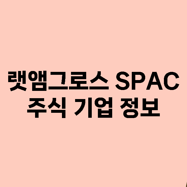 랫앰그로스 SPAC 기업 총정리