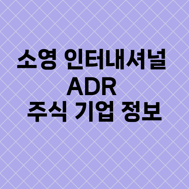 소영 인터내셔널 ADR 기업 총정리