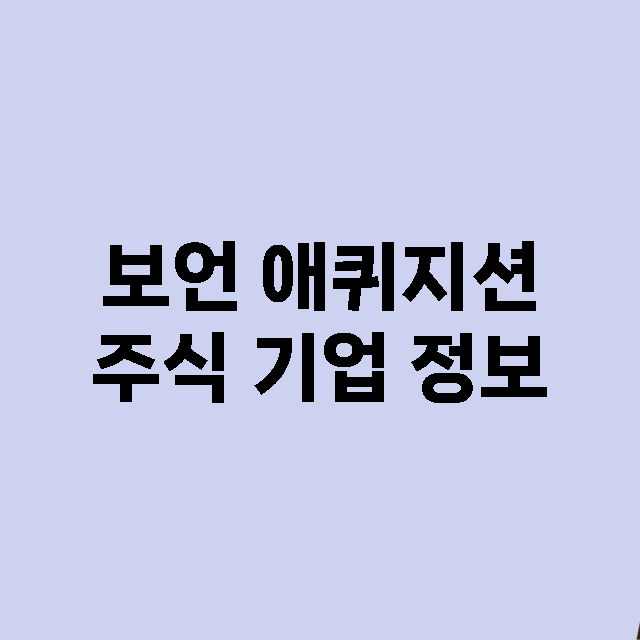 보언 애퀴지션 기업 총정리