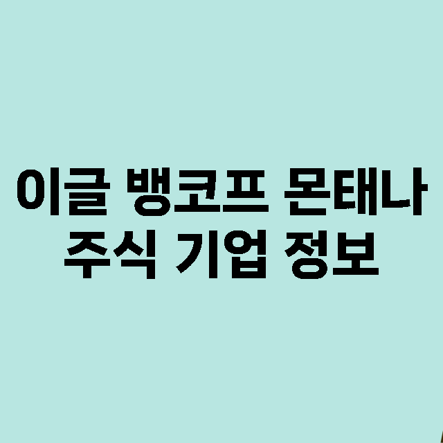 이글 뱅코프 몬태나 기업 총정리