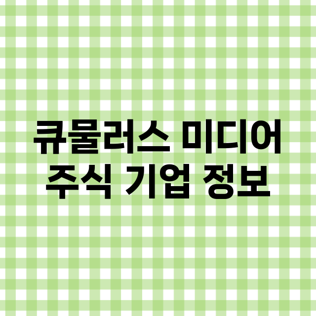 큐물러스 미디어 기업 총정리