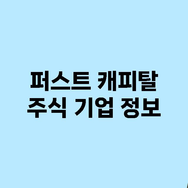 퍼스트 캐피탈 기업 총정리