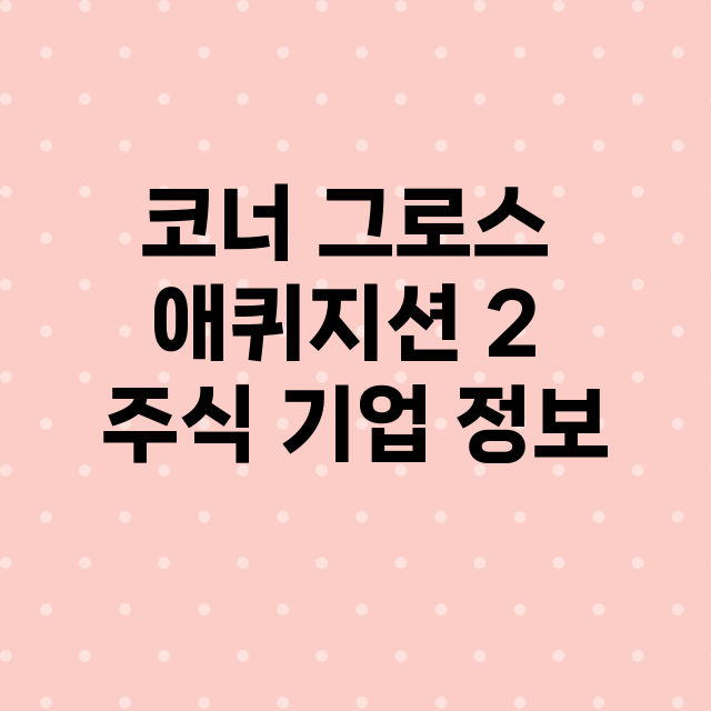 코너 그로스 애퀴지션 2 기업 총정리