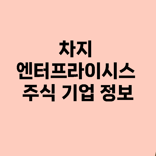 차지 엔터프라이시스 기업 총정리