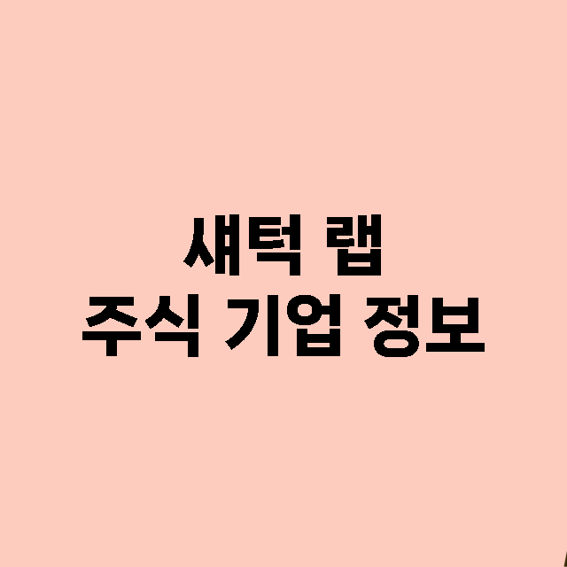 섀턱 랩 기업 총정리