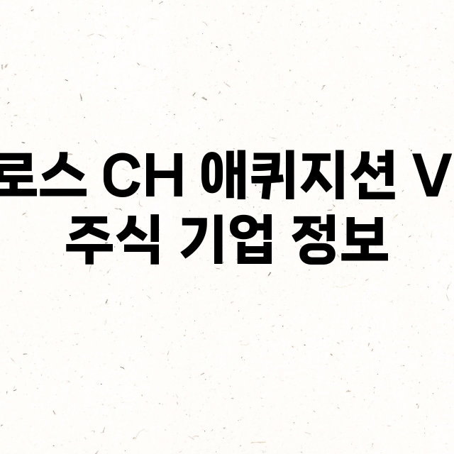 로스 CH 애퀴지션 V 기업 총정리