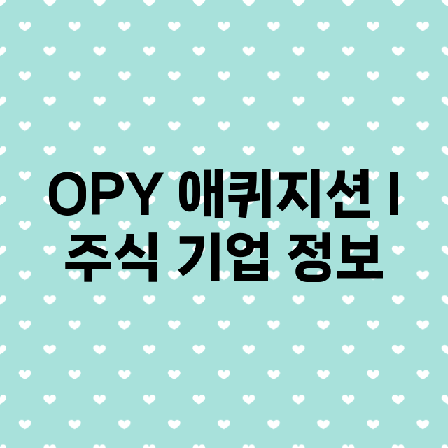 OPY 애퀴지션 I 기업 총정리