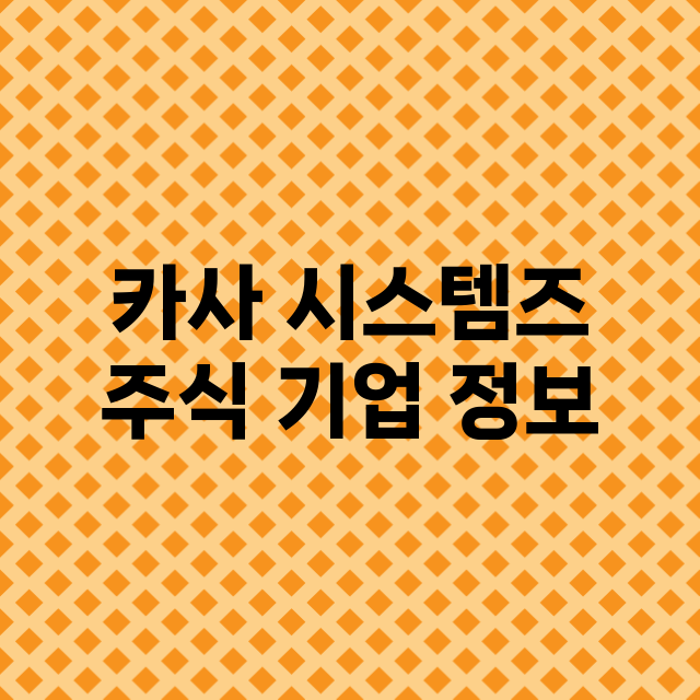 카사 시스템즈 기업 총정리