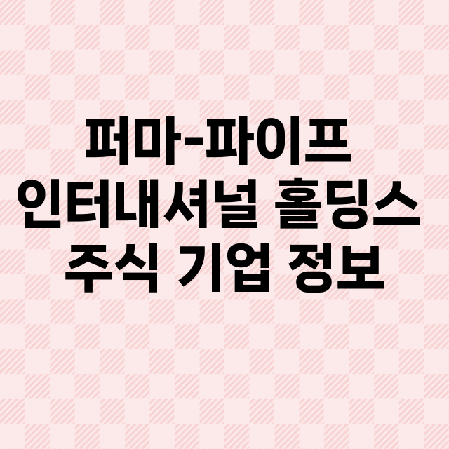 퍼마-파이프 인터내셔널 홀딩스 기업 총정리