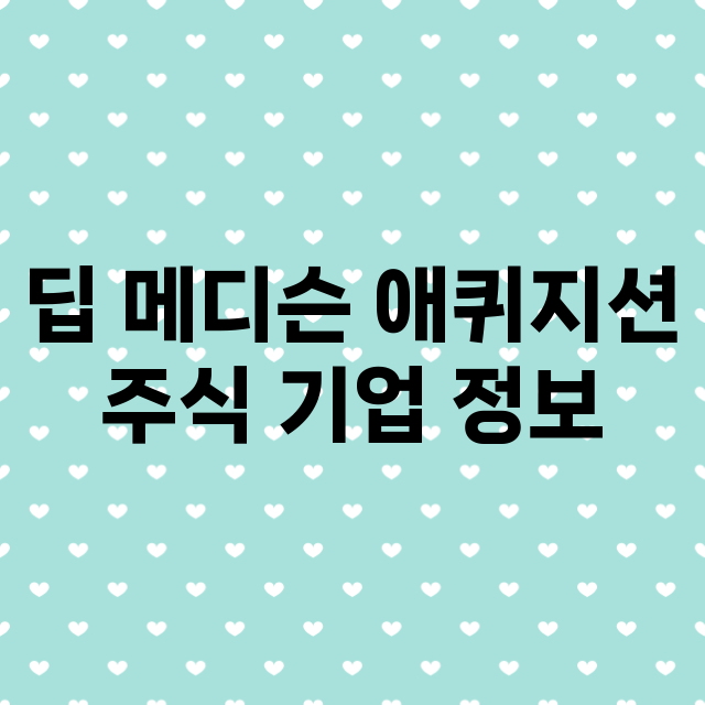 딥 메디슨 애퀴지션 기업 총정리