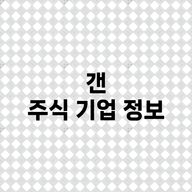 갠 기업 총정리