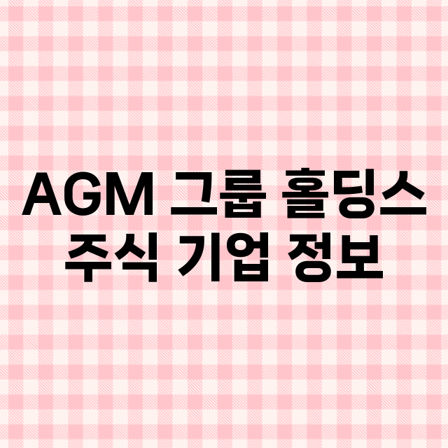 AGM 그룹 홀딩스 기업 총정리