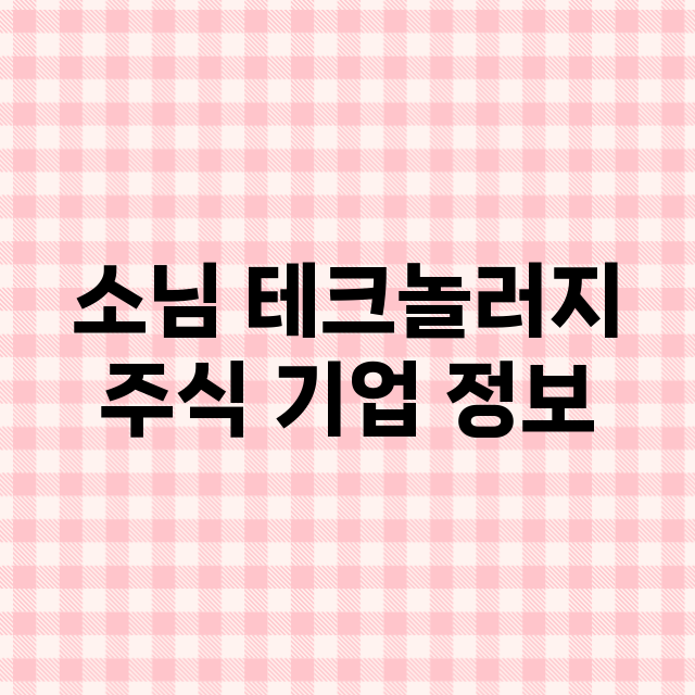 소님 테크놀러지 기업 총정리