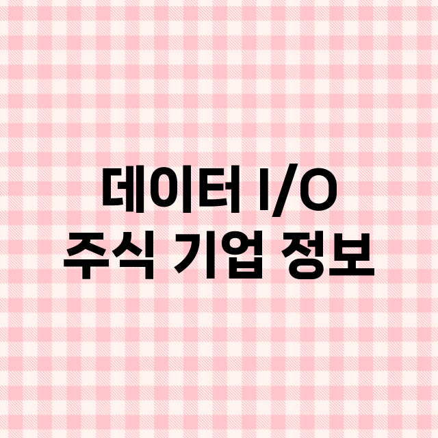 데이터 I/O 기업 총정리