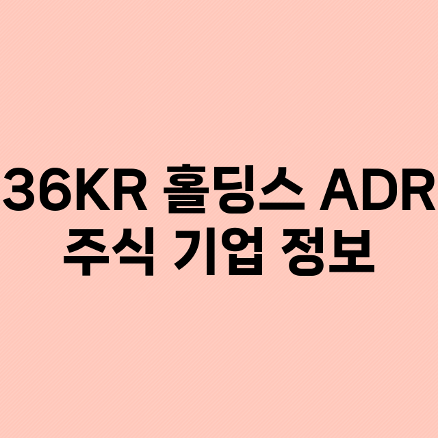 36KR 홀딩스 ADR 기업 총정리