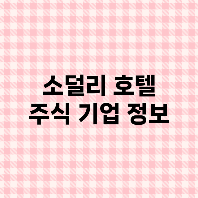 소덜리 호텔 기업 총정리