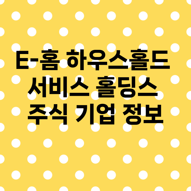 E-홈 하우스홀드 서비스 홀딩스 기업 총정리