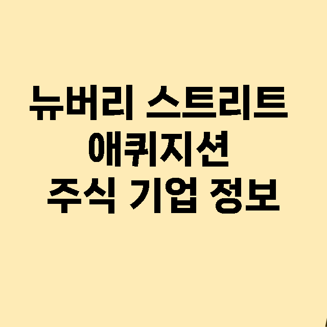 뉴버리 스트리트 애퀴지션 기업 총정리