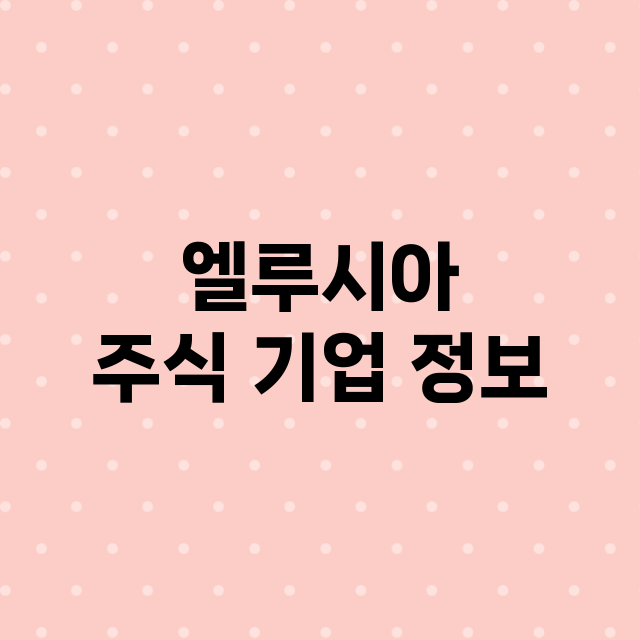 엘루시아 기업 총정리