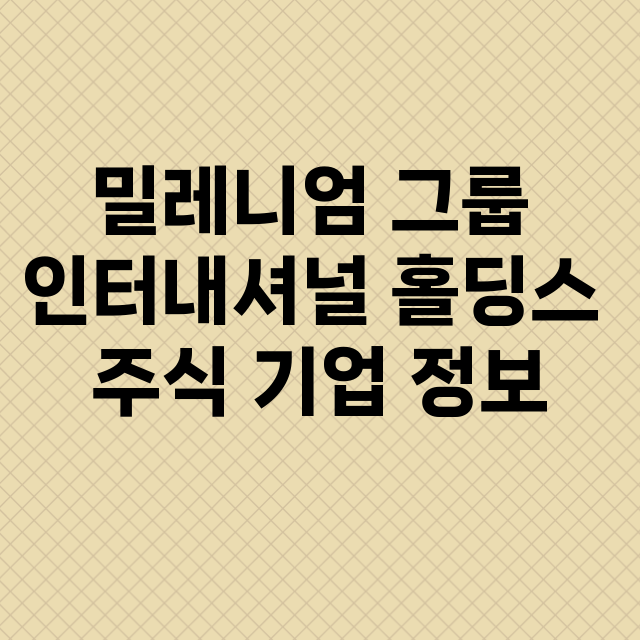 밀레니엄 그룹 인터내셔널 홀딩스 기업 총정리