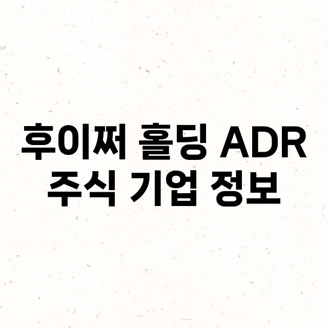 후이쩌 홀딩 ADR 기업 총정리