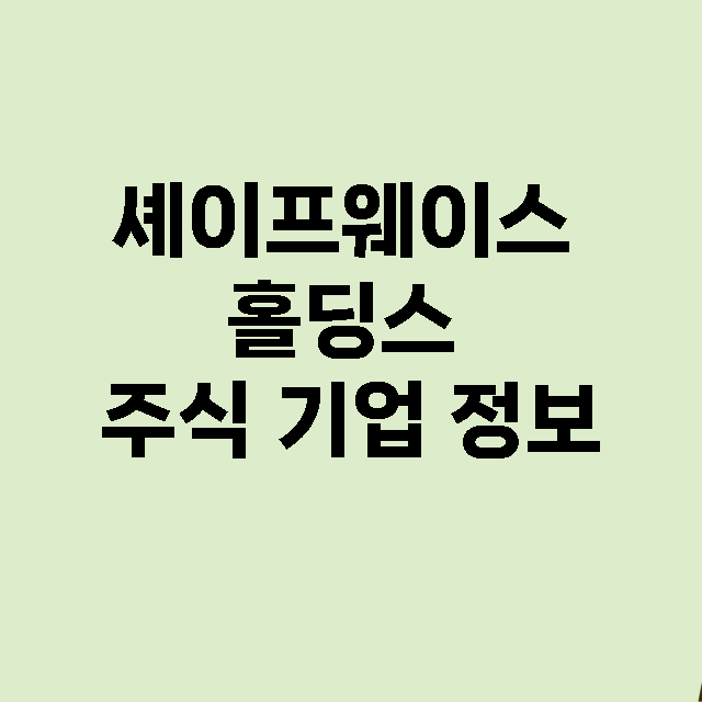 셰이프웨이스 홀딩스 기업 총정리