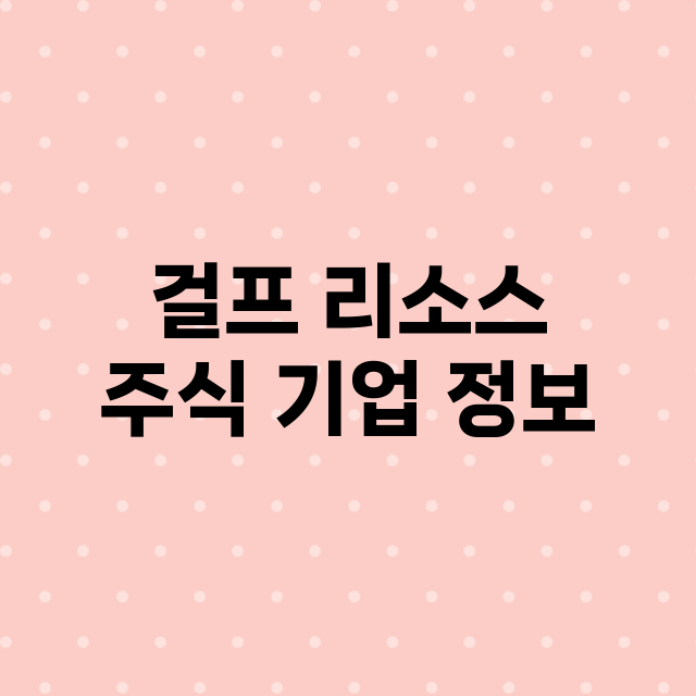 걸프 리소스 기업 총정리